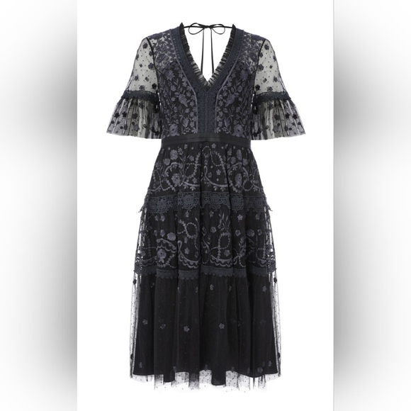 Needle & Thread Midsummer lace midi dress in black - Picture 2 of 9